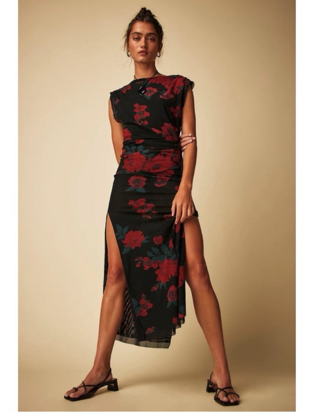Free People Carmel Floral Mesh Dress Midnight Combo